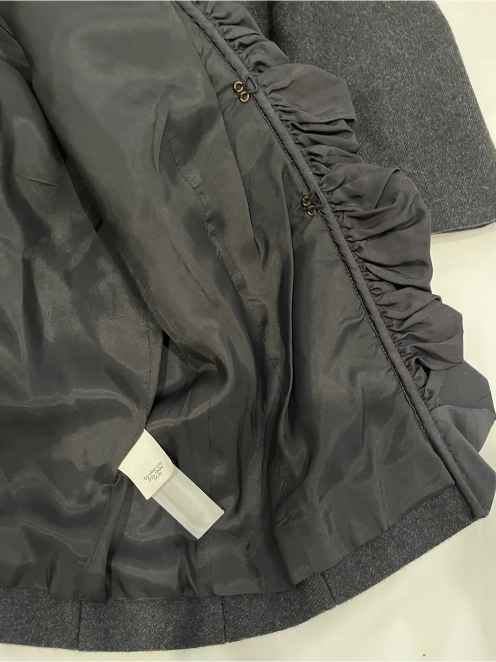 J. Crew Women's Charcoal Ruffle-Trim Wool Jacket